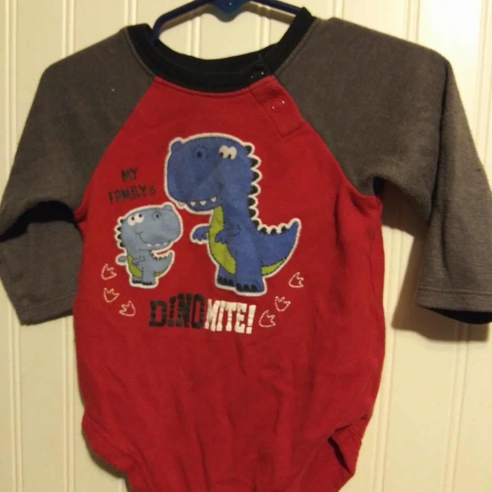 Red and grey long sleeve onesie